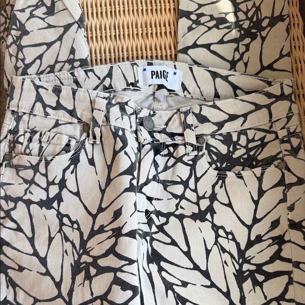 PAIGE Black and Cream Abstract Jeans